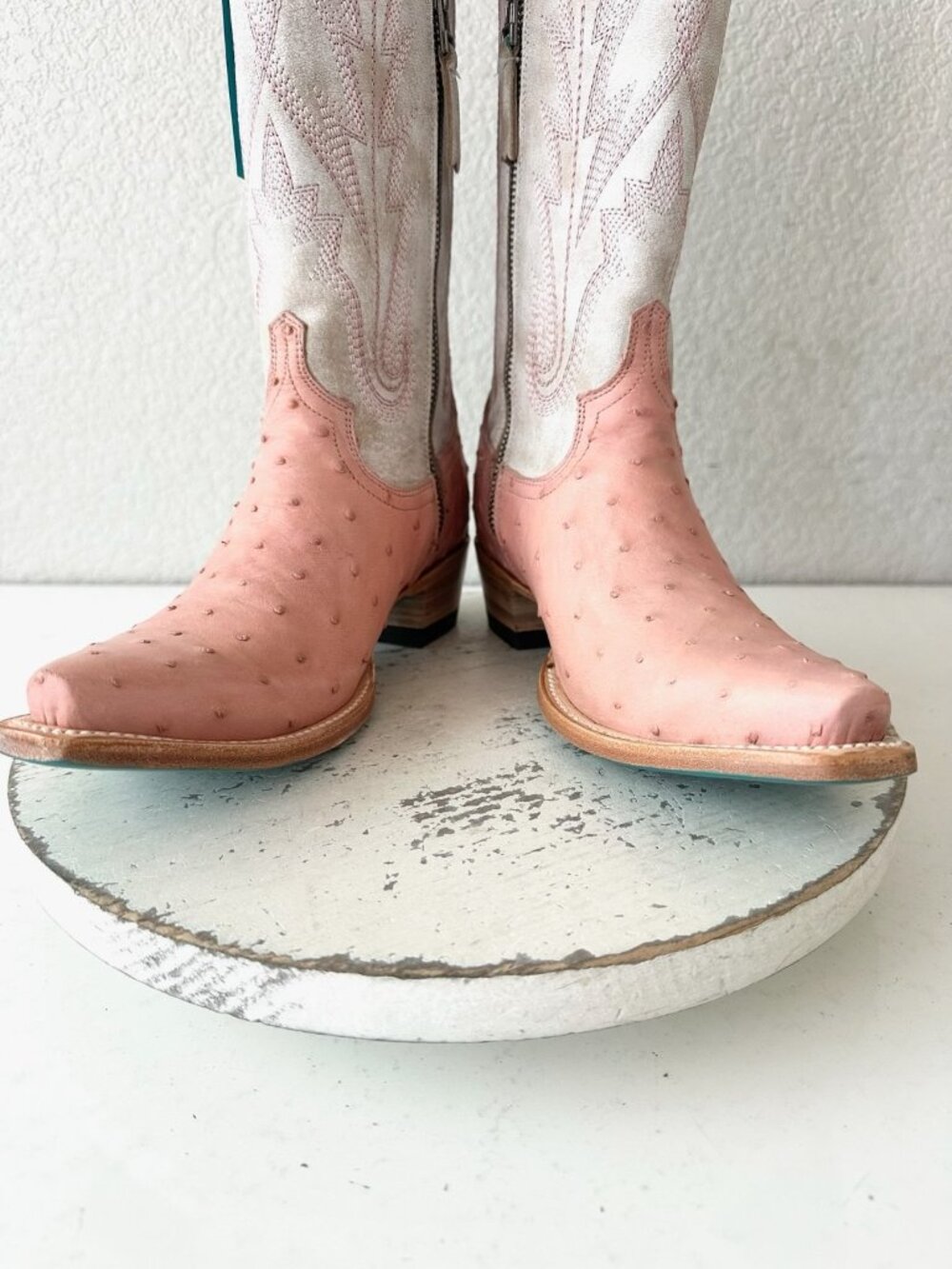 Lane SKYLIGHT Cowboy Boots Pink Ostrich Western Cowgirl Tall Snip Toe Womens 6.5 - Picture 7 of 12
